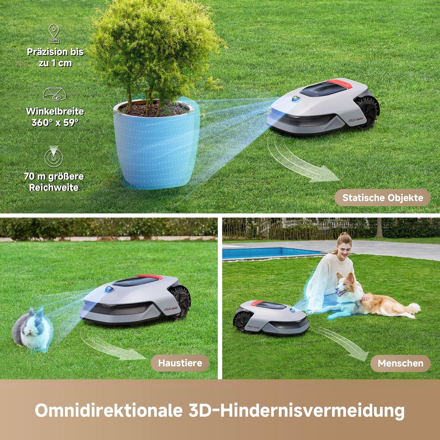 DREAME intelligenter Mähroboter A1 Pro kabellos 3D LiDAR Auto Kartierung empfohlen 2000m² mit App Steuerung und smarter OmniSense Technologie