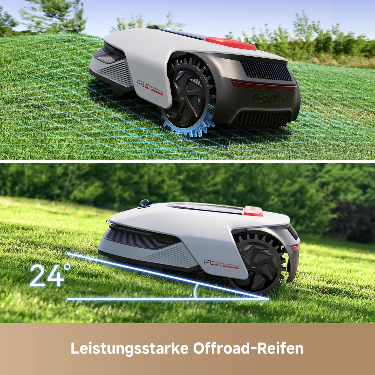 DREAME intelligenter Mähroboter A1 Pro kabellos 3D LiDAR Auto Kartierung empfohlen 2000m² mit App Steuerung und smarter OmniSense Technologie