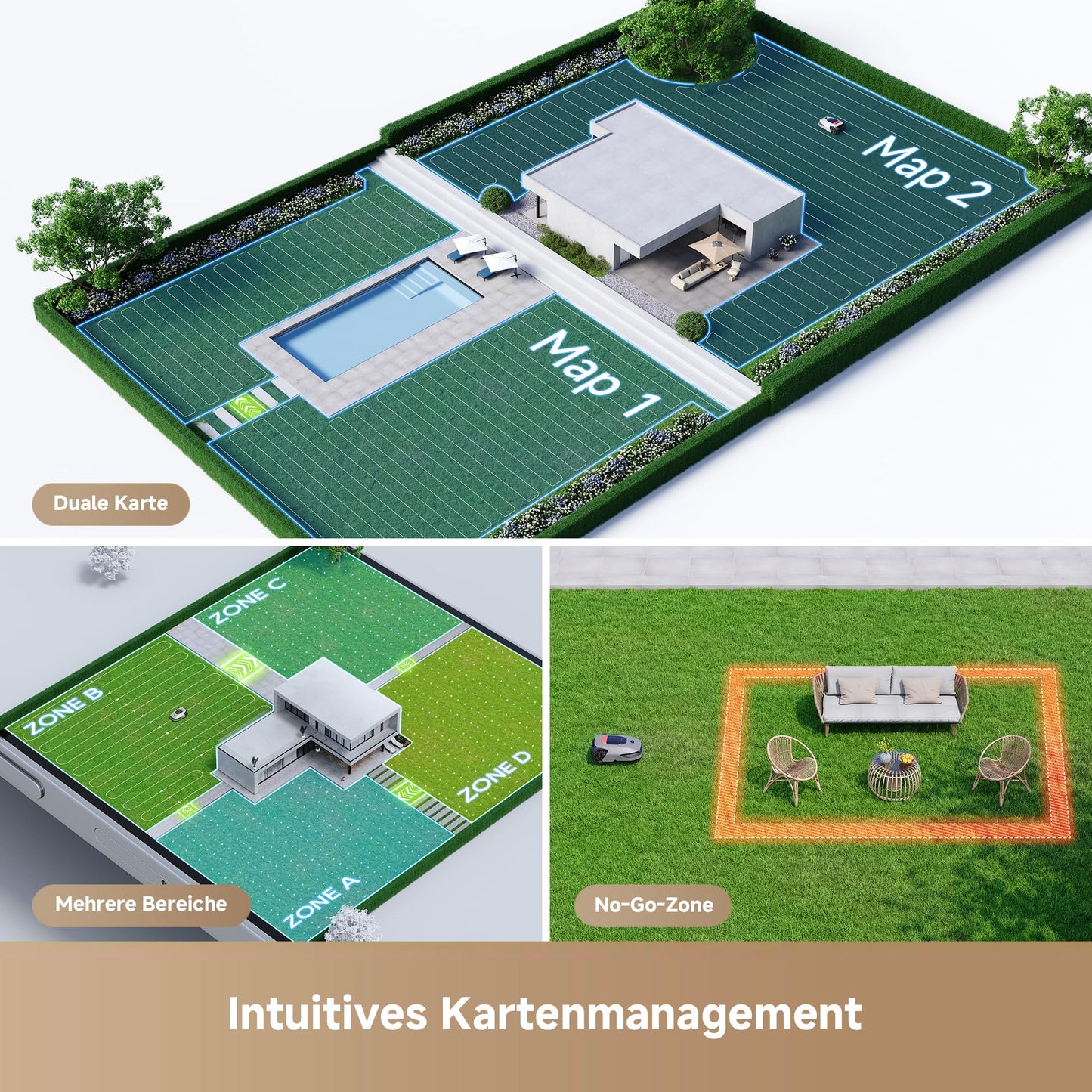 DREAME intelligenter Mähroboter A1 Pro kabellos 3D LiDAR Auto Kartierung empfohlen 2000m² mit App Steuerung und smarter OmniSense Technologie