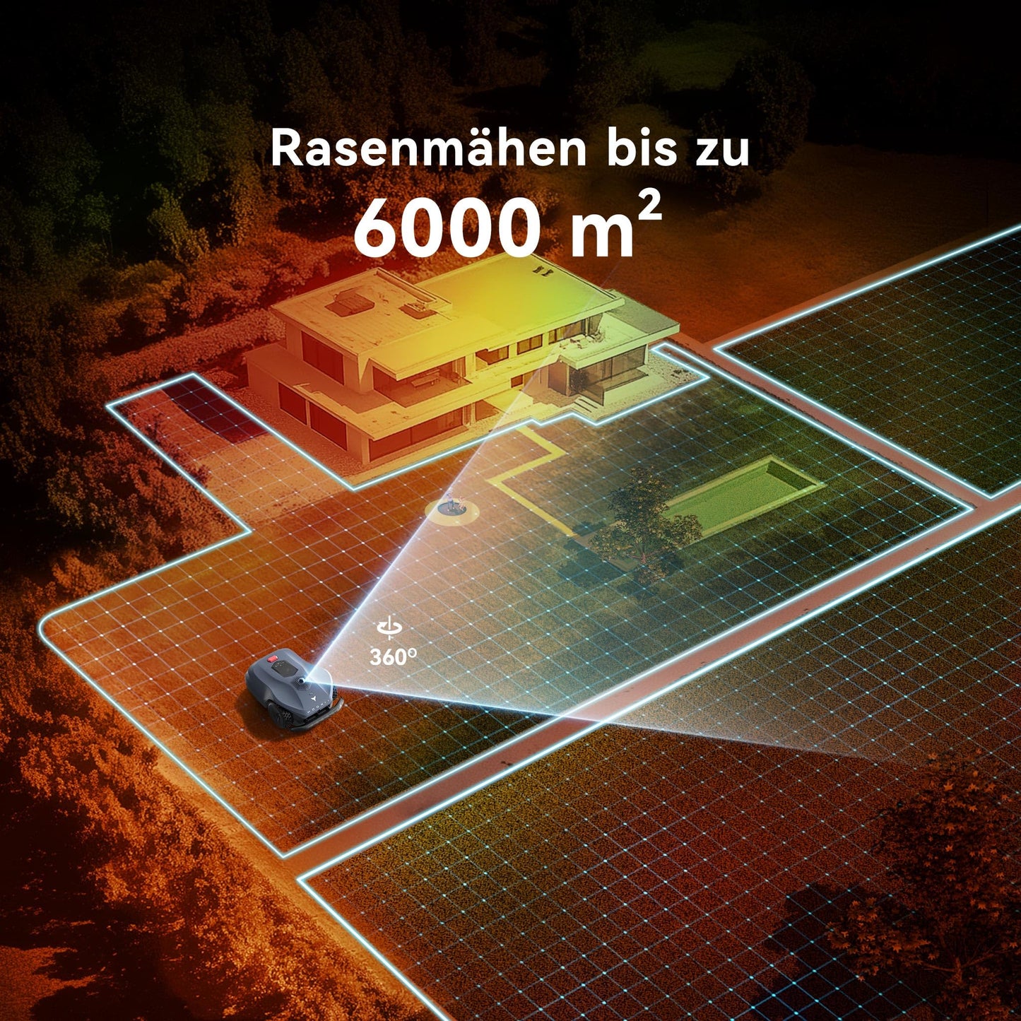 Neomow X Pro HOOKII Mähroboter kabellos bis 6000m² 3D LiDAR SLAM Vision Fusion Auto Kartierung mit 4G Modul GPS leiser Betrieb Schnitthöhe 30-85mm 45%